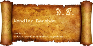 Wendler Barabás névjegykártya